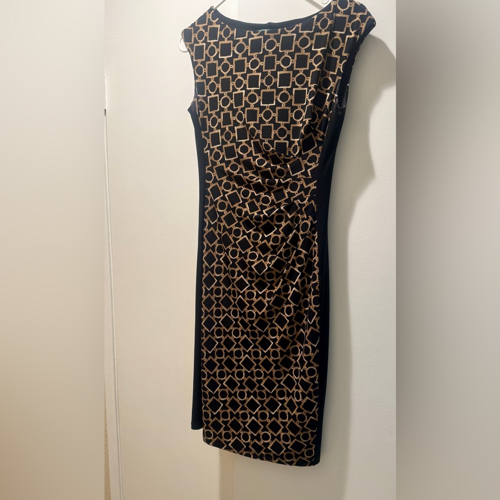 Ralph Lauren Black and tan Sheath Midi Dress